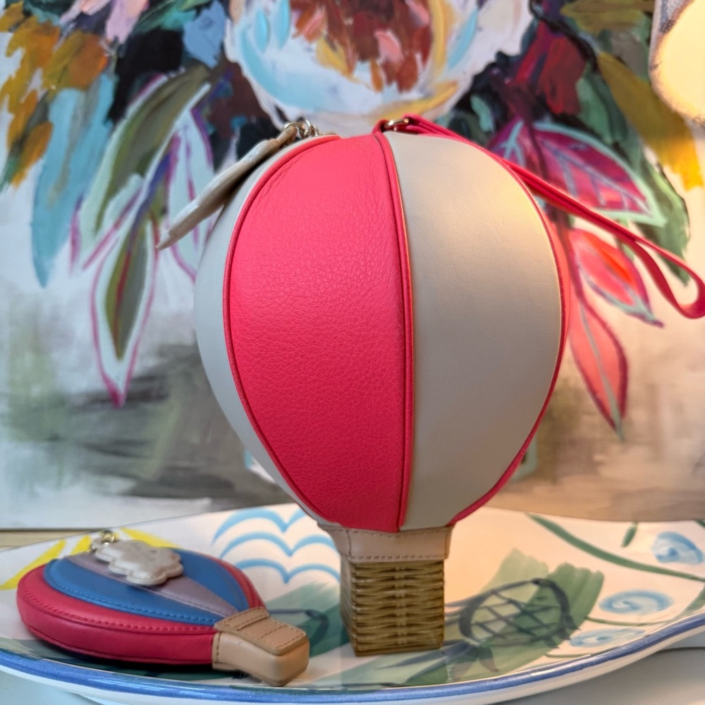 Rare Preloved Kate Spade Novelty Hot Air Balloon Wristlet bag + coin purse